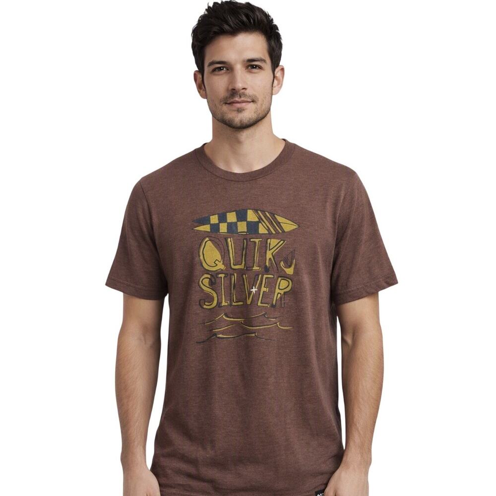 Quiksilver Brown Surf Graphic T‑Shirt Men’s Size Large